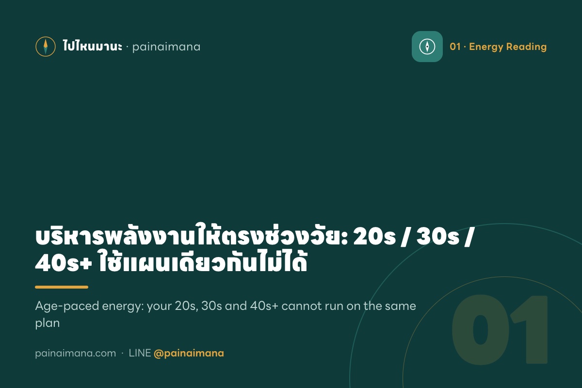 บริหารพลังงานให้ตรงช่วงวัย: 20s / 30s / 40s+ ใช้แผนเดียวกันไม่ได้