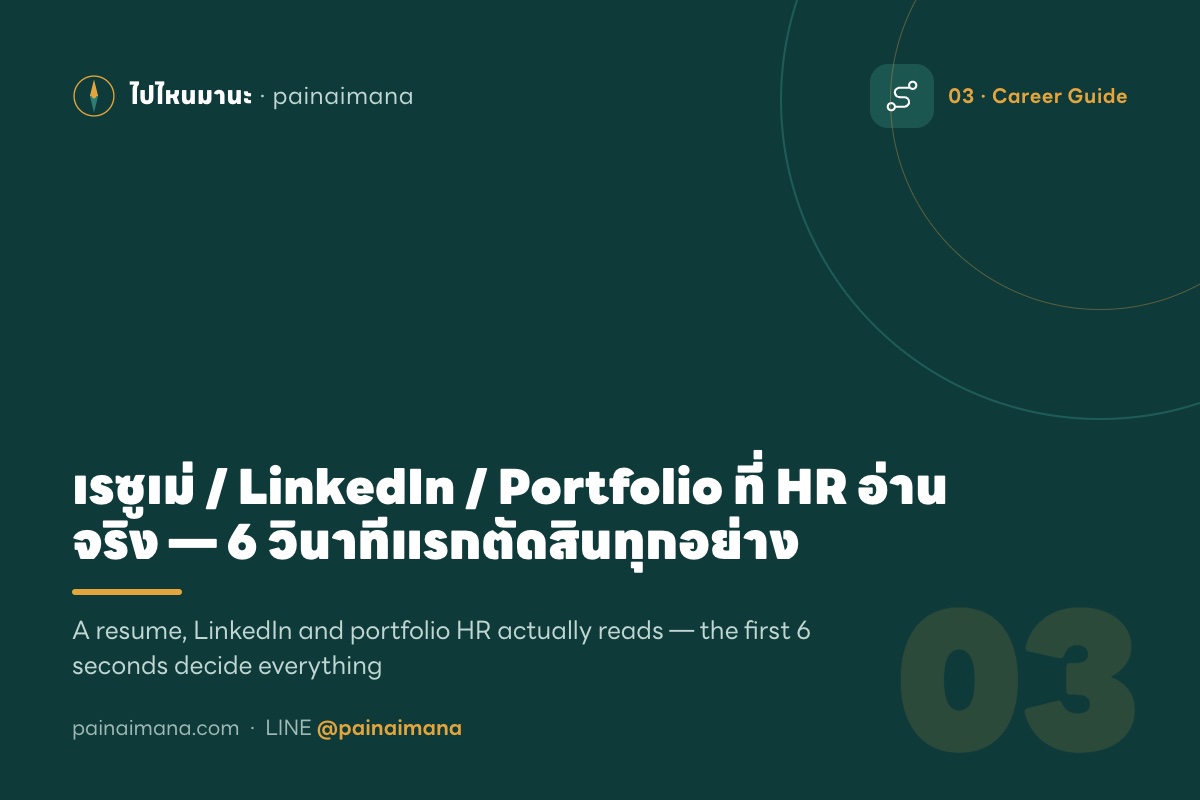 เรซูเม่ / LinkedIn / Portfolio ที่ HR อ่านจริง — 6 วินาทีแรกตัดสินทุกอย่าง